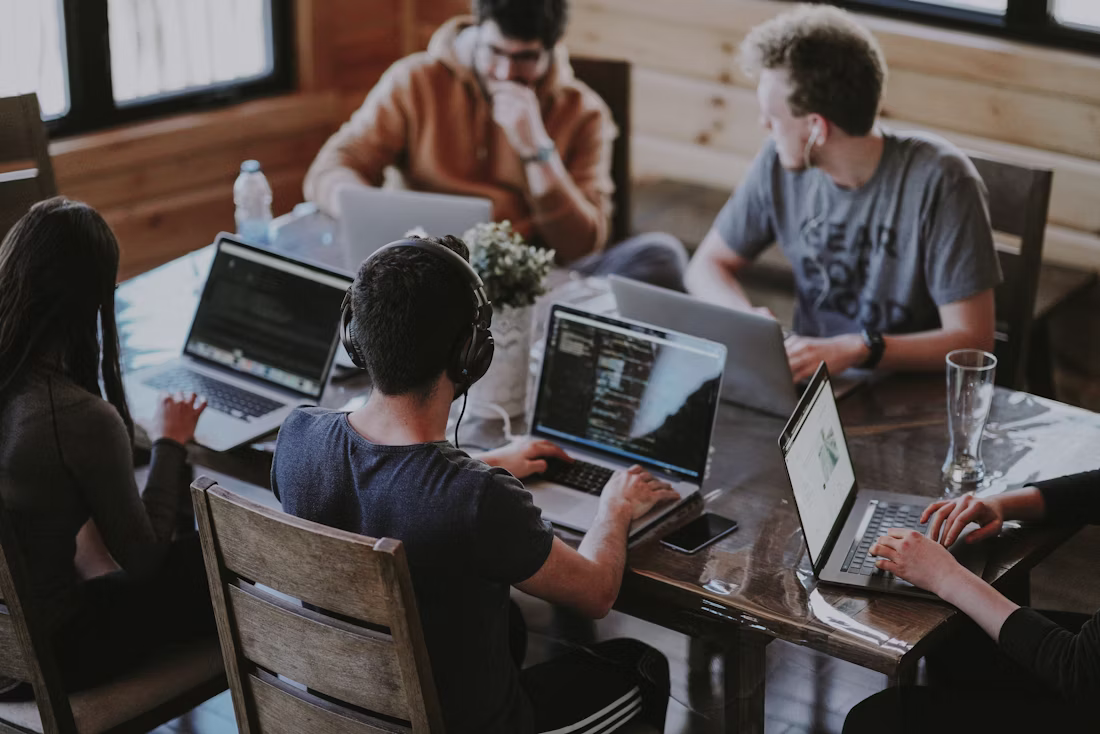 people working in office